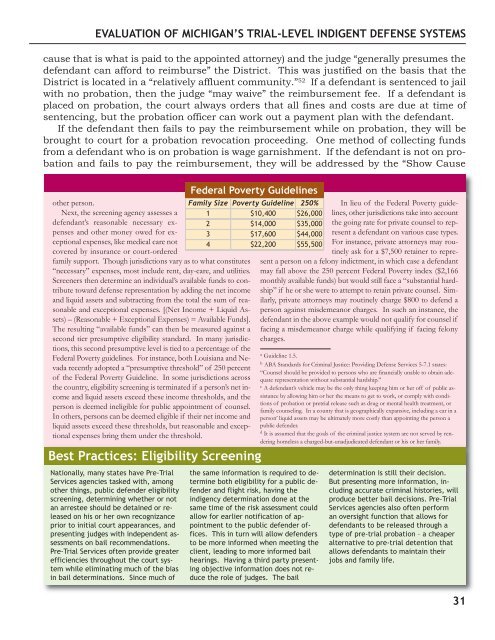 Evaluation of Trial-Level Indigent Defense Systems in Michigan