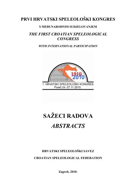 prvi hrvatski speleoloÅ¡ki kongres - KARST underground protection