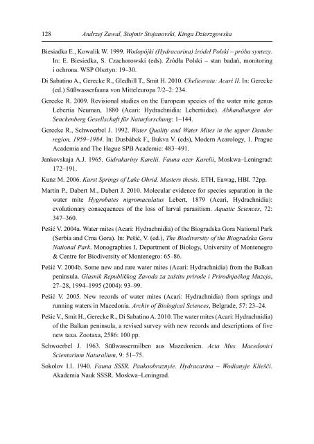 7 The water mite fauna (Hydrachnidia) from three springs in ...