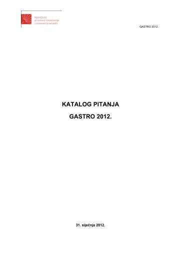 katalog pitanja gastro 2012. - Agencija za strukovno obrazovanje i ...