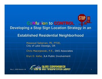 Developing a Stop Sign Strategy in an Established Residential ...