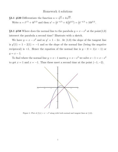 Homework 4 solutions - Stankewitz