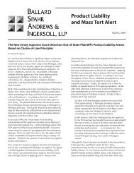 Product Liability and Mass Tort Alert - Ballard Spahr LLP