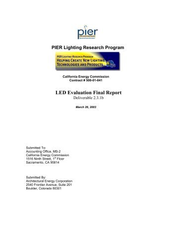 LED Evaluation Final Report - Architectural Energy Corporation