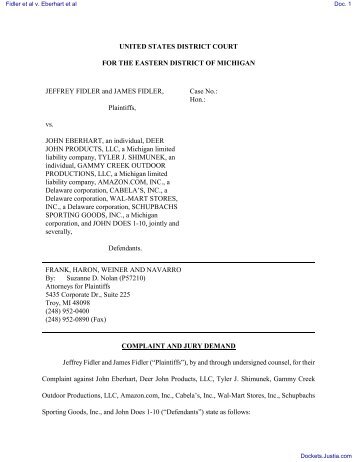 COMPLAINT AND JURY DEMAND filed by Jeffrey Fidler ... - Justia