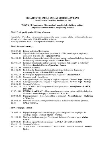 CROATIAN VIII SMALL ANIMAL VETERINARY DAYS ( Hotel Turist ...