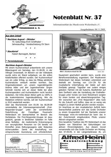 Notenblatt Nr. 37 - Musikverein Weilersbach