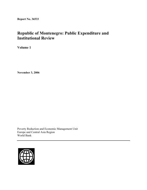 Republic of Montenegro: Public Expenditure and ... - Vlada Crne Gore