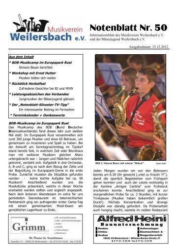Notenblatt Nr. 50 - Musikverein Weilersbach