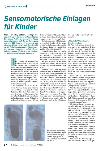 Sensomotorische Einlagen für Kinder - Footpower