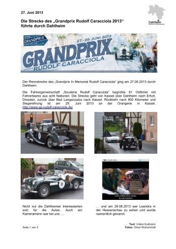 Die Strecke des âGrandprix Rudolf Caracciola 2013 ... - Dahlheim