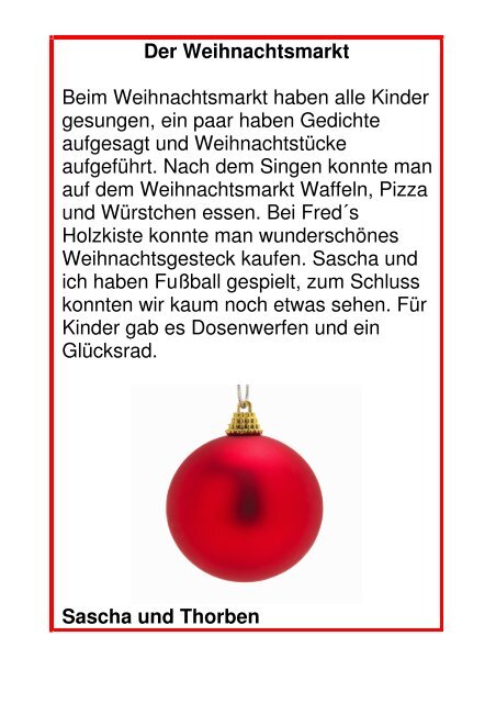 Der Weihnachtsmarkt - Grundschule Uschlag