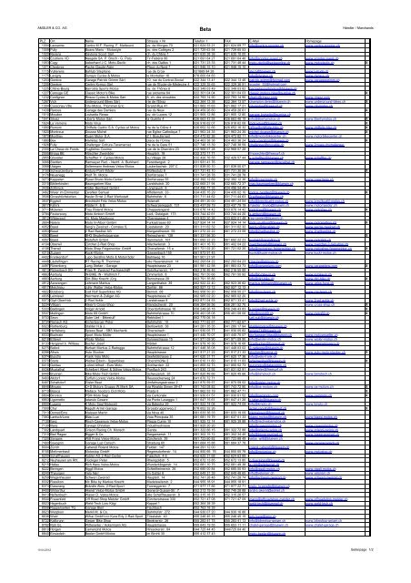 Händlerverz Beta Stammdaten - Amsler  & Co. AG
