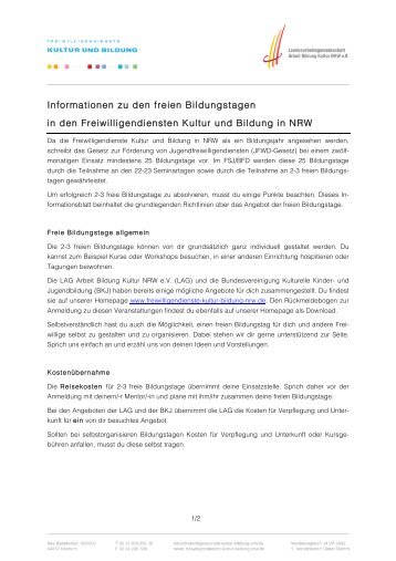 Allgemeine Infos - FSJ Kultur in NRW