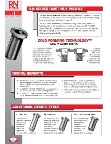 rn series rivet nut profile design benefits additional design types