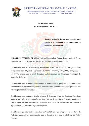 prefeitura municipal de araÃ§oiaba da serra - Aracoiaba.sp.gov.br