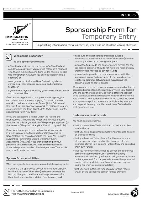 Sponsor's Declaration Form - Travel Document