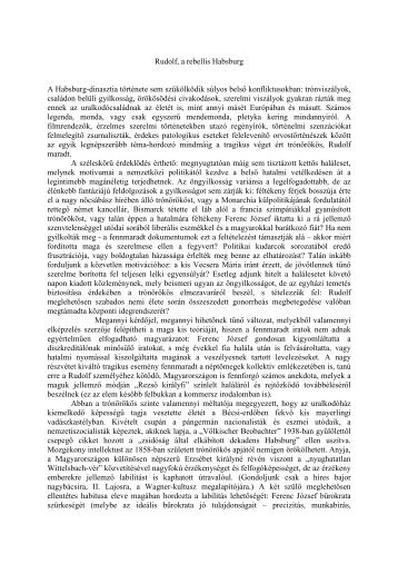 Rudolf, a rebellis Habsburg A Habsburg-dinasztia története sem ...
