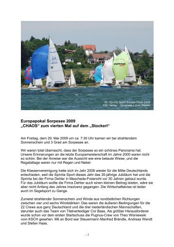 Bericht zum Sprinta-Sport Europapokal von "Chaos" Bernhard Kraus