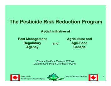 The Pesticide Risk Reduction Program - Agricultural Institute of ...