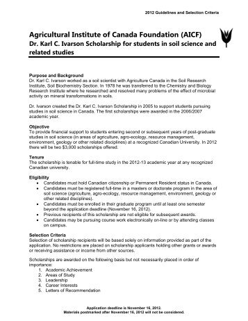 2012 Scholarship Guidelines and Selection Criteria - Agricultural ...