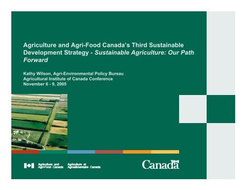 Sustainable Agriculture - Agricultural Institute of Canada