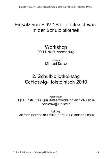 LIBRARY Anwendertreffen 2007 - Fleischmann Software