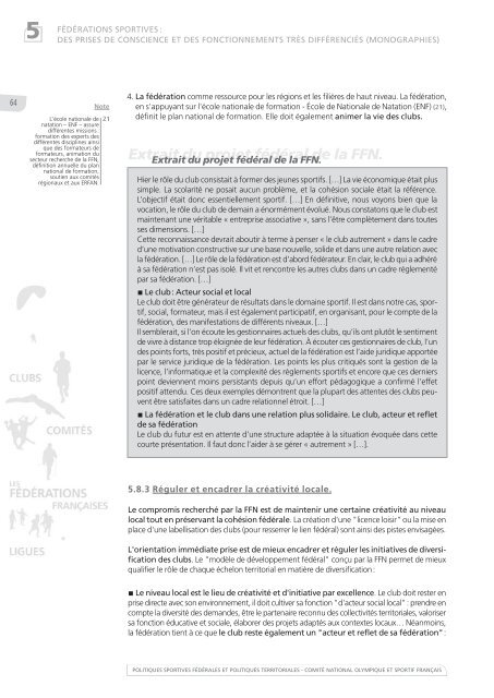 Politiques sportives fÃ©dÃ©rales et politiques territoriales : Etat des ...