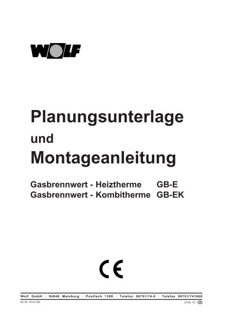 Planungsunterlage Montageanleitung - Wolf