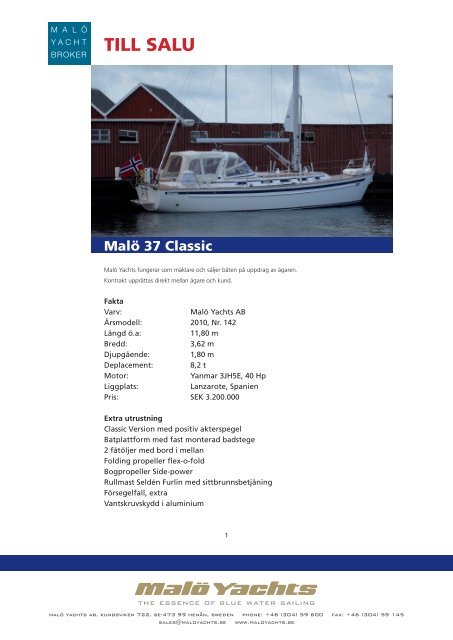 BegBåt_Malö 37 Classic - 142.indd - Malö Yachts