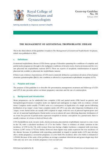 The Management of Gestational Trophoblastic Disease - Green-top 38