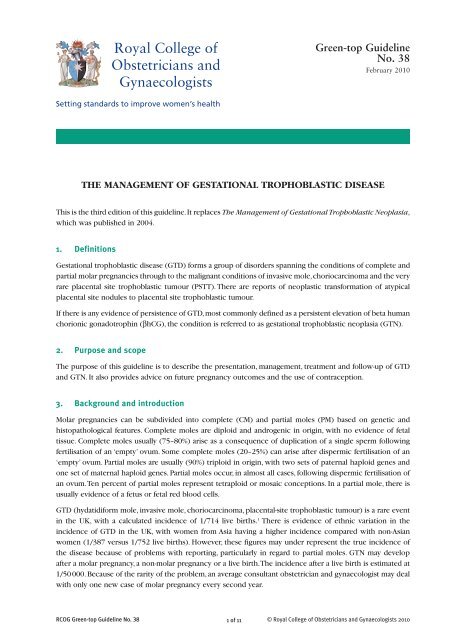 The Management of Gestational Trophoblastic Disease - Green-top 38