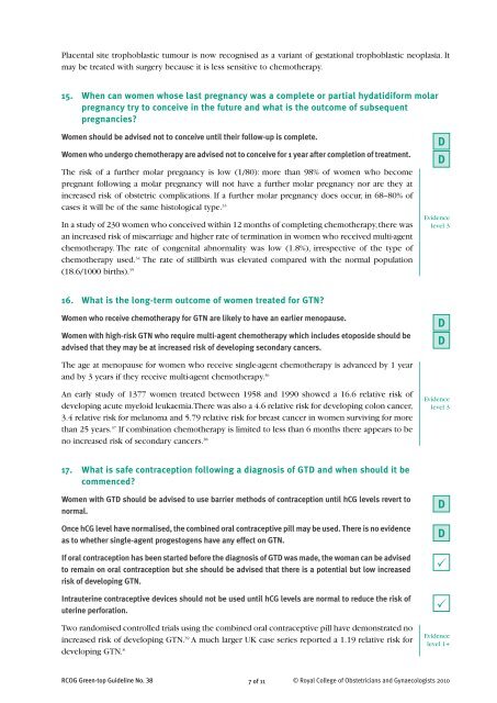 The Management of Gestational Trophoblastic Disease - Green-top 38