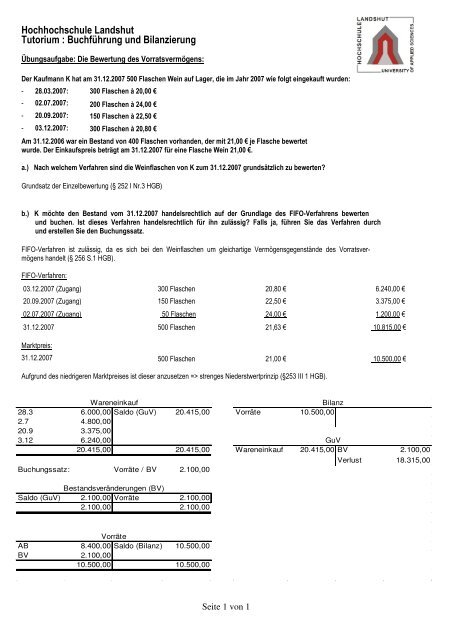 Bewertung der Vorräte - Prof-skopp.de