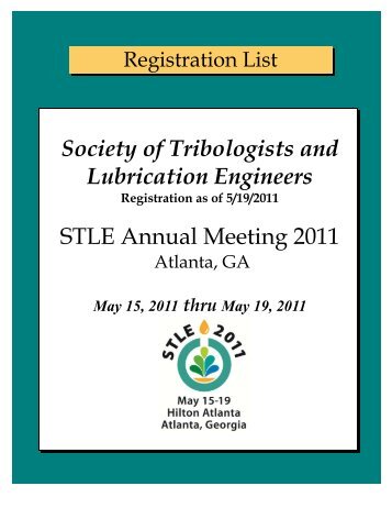 preregistration - Society of Tribologists and Lubrication Engineers