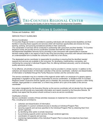  - Tri-Counties Regional Center