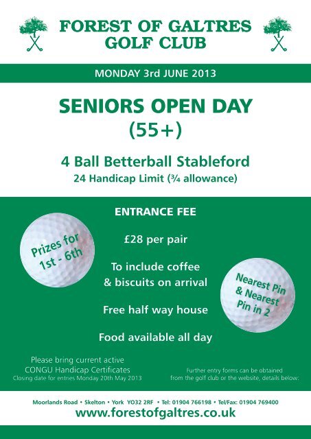 entry form senior 55+ open competition - Forest of Galtres Golf Club