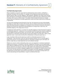 Handout F: Elements of A Confidentiality Agreement