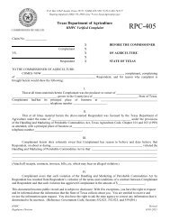 Verified Complaint Form - Texas Department of Agriculture