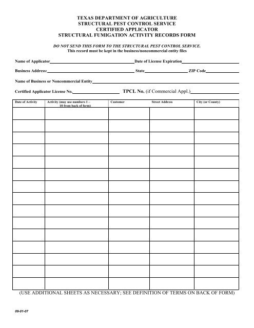 structural pest control board - Texas Department of Agriculture