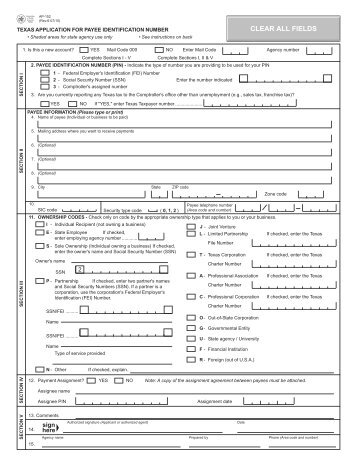 AP-152 Application for Payee Identification Number - Texas ...