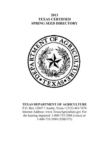 2013 texas certified spring seed directory texas department of ...