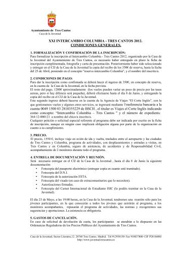 Condiciones Generales - Juventud - Ayuntamiento de Tres Cantos