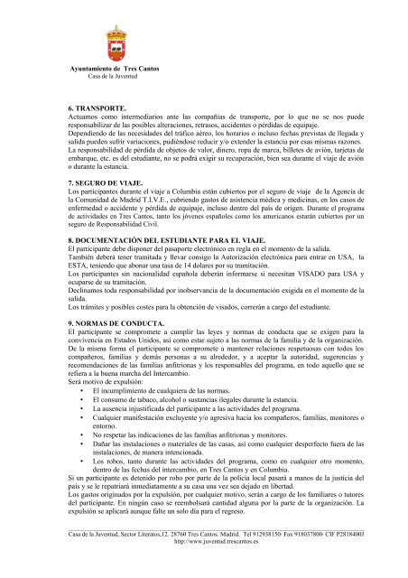 Condiciones Generales - Juventud - Ayuntamiento de Tres Cantos
