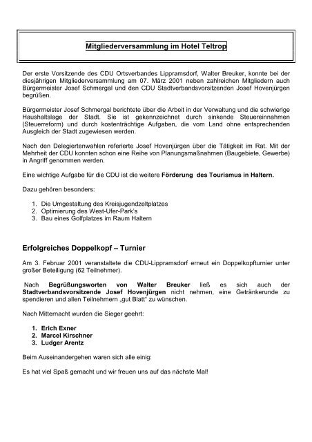 Wiem" vom 29.08.2000 - CDU-Lippramsdorf
