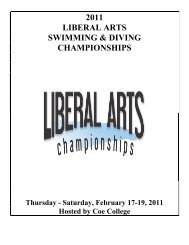 2011 liberal arts swimming & diving championships - Coe College ...