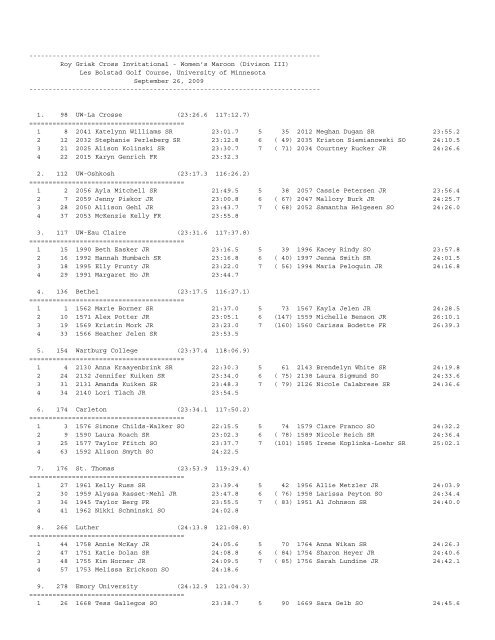 Results - Coe College Athletics