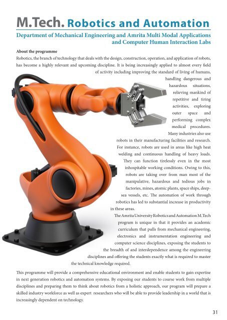 M.Tech Robotics and Automation Brochure
