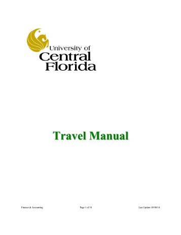 Travel Manual - UCF FINANCE & ACCOUNTING - University of ...