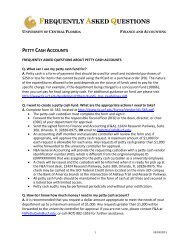Petty Cash FAQs - UCF FINANCE & ACCOUNTING - University of ...
